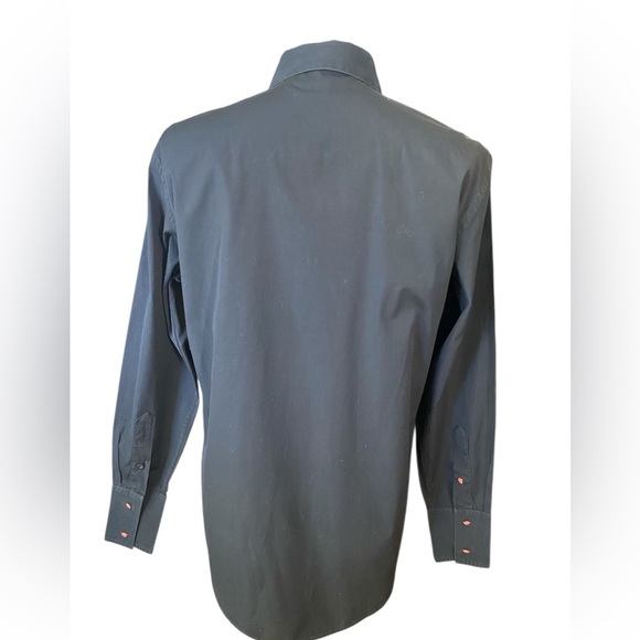 Versace men’s button-down black shirt with orange medusa buttons size 48 - Picture 2 of 8